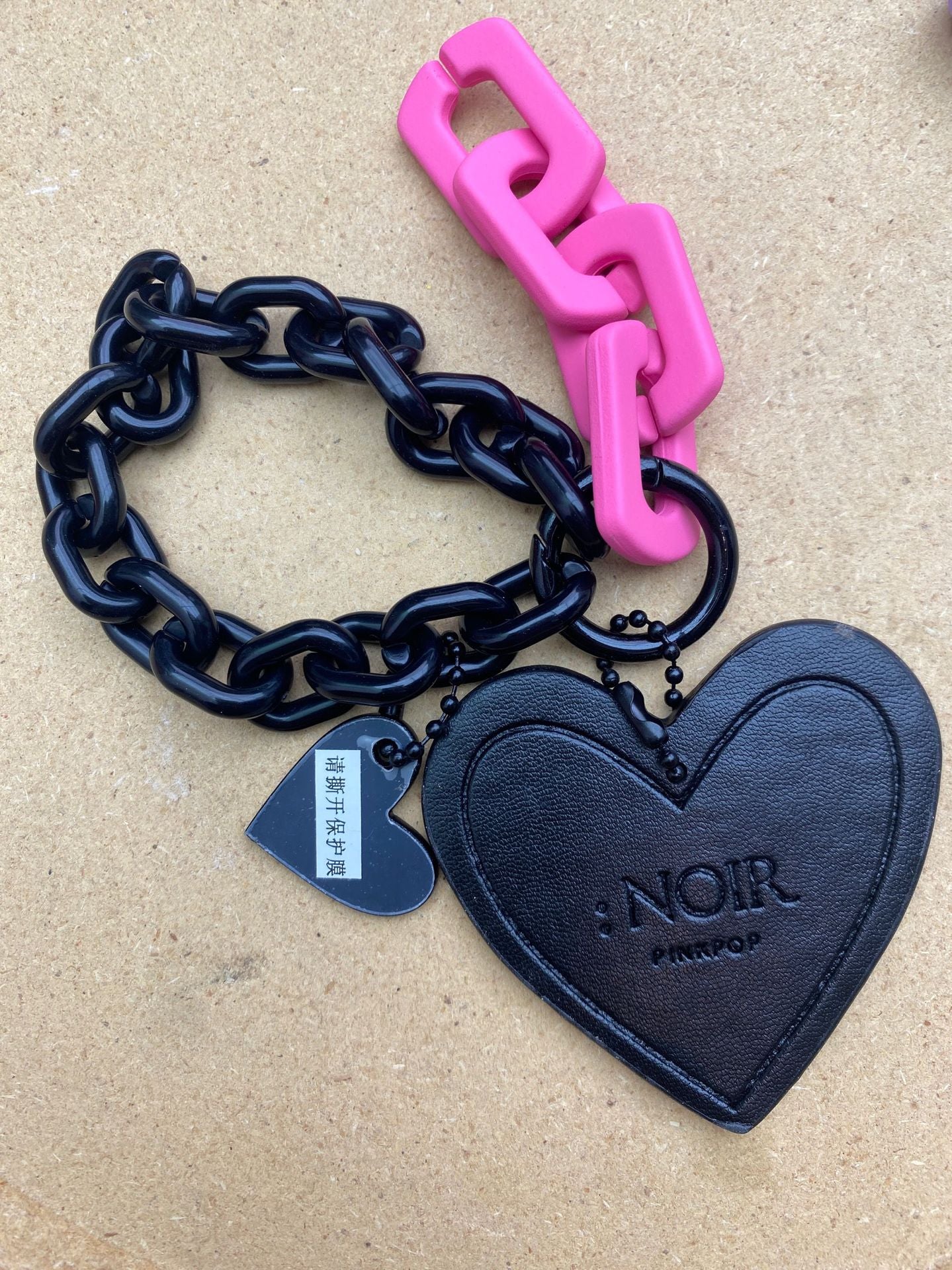 Wholesale Black Bracelet Love Pendant Leather Keychain